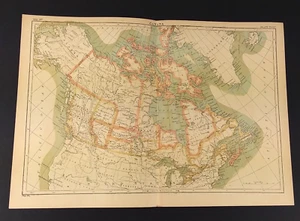 1890 Encyclopedia Britannica Canada Map 9th Edition Original Color Print - Picture 1 of 6