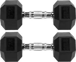 New-Hex Dumbbells Rubber Coated Hand Weights for Exercises and Fitness, Multiple - Picture 1 of 5