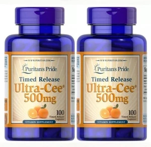 2 Pack Puritan's Pride Ultra Cee 500 mg Time Release - 100 Count - Picture 1 of 4