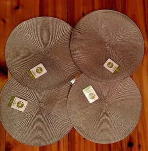 Food Network 15" Round Light Gray Round Indoor/Outdoor Placemat- Set of 4 - Picture 1 of 3