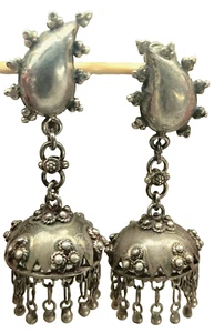 Antique Victorian Silver Earrings Chandelier Drop Dangles Intricate Filigree - Picture 1 of 19