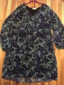 Whitney Morgan Baby Doll Dress Blue Floral Print Plus Size 3X New Without Tags - Picture 1 of 6
