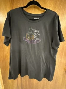 Fashion Bug T Shirt 1X Black Halloween Witch Pumpkin  - Picture 1 of 4