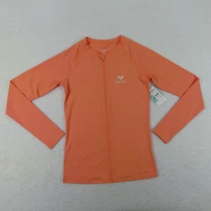 Roxy Swim Shirt Womens Medium Coral Rash Guard Front Zip Long Sleeve UPF 50 - Picture 1 of 12
