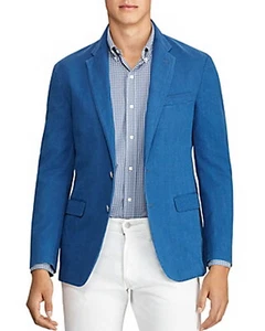 NWT POLO by RL mens indigo blue (light blue) textured stripe sportscoat 42R $495 - Picture 1 of 7