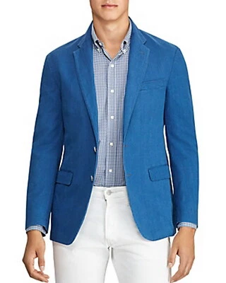 NUEVO CON ETIQUETAS POLO by RL Hombre Azul Índigo (Azul Claro) Texturizado Rayas Abrigo Deportivo 42R $495 Foto 1 de 4