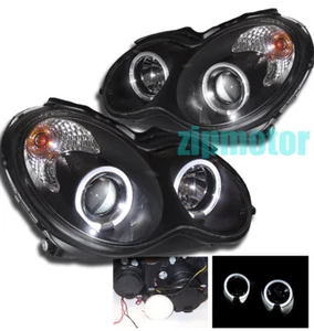 Faros de proyector de halo negros para Mercedes-Benz Clase C W203 01-07 - Imagen 1 de 3