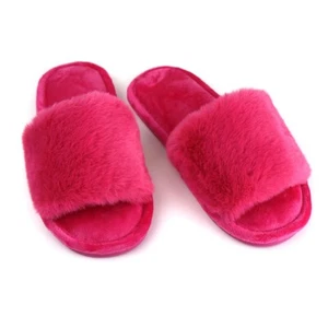 Luxury Faux Fur Slippers – Dark Bottle Green or Bright Pink – Cosy & Stylish - Picture 1 of 11