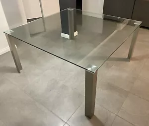 Nick Scali 8 seater square glass dining table - Picture 1 of 3