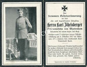 Foto WK I Sterbebild gefallener deutscher Soldat Karl Zitzelsberger †1917 E1.41