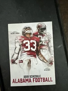 2019 Alabama Crimson Tide Football Pocket Spielplan Karte ~ Dylan Moses A Jennings - Bild 1 von 1