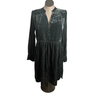 Holding Horses Anthropologie Womens Crushed Velvet Shirtdress M Sage Green Trad - Bild 1 von 9