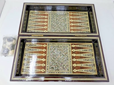 Nuevo tablero de ajedrez de madera hecho a mano - diseño de mosaico de nácar Foto 1 de 4