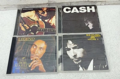 Vintage Lot Of CDs Bob Dylan, John Lennon,Johnny Cash,Bob Marley Cases Are Worn Foto 1 de 4