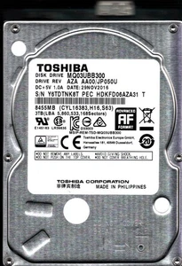 MQ03UBB300 HDKFD06AZA31 T REV: AZA AA00/JP050U 3TB NOV 2016 PHILIPPINES TOSHIBA - Picture 1 of 3