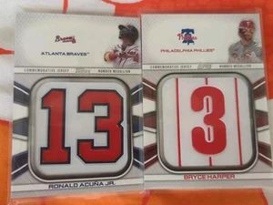 2022 Topps Bryce Harper & Ronald Acuna Jr Player Jersey Number Medallion Card - Picture 1 of 6