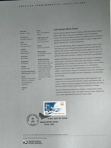 USPS Souvenir Page 3995 2006 Olympic Winter Games Torino Italy  - Picture 1 of 1