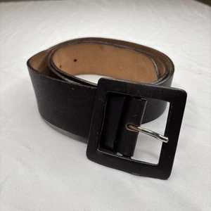 Naja Lauf Womens Small S Dark Brown Leather Square Buckle Belt Denmark - Picture 1 of 7
