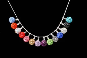 14 mm Shamballa Bola de Discoteca de Cristal Checa + 16 cm-26 cm Collar Plateado Serpiente - Imagen 1 de 15