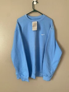 Vintage 90s Nike Sweatshirt Mens XL Crewneck Blue Essential Swoosh Gray Tag NWT - Picture 1 of 9