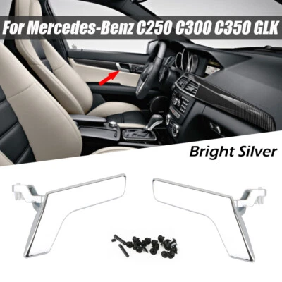 Pair Bright Silver Inner Door Handle Repair For Mercedes-Benz C250 C300 C350 GLK - Imagem 1 de 4