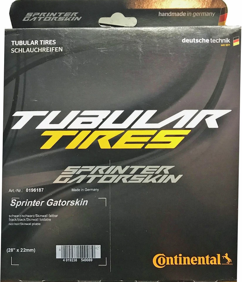 NEW CONTINENTAL SPRINTER GATORSKIN Tubular Tire Black Chili 28": 700x22 - Image 1 of 4