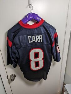 David Carr #8 Reebok Houston Texans Jersey Mens Sz L Blue NFL Cut Off 