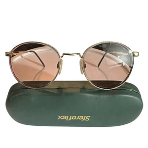 Vintage Charmant Tortoise Gold Metal Green Round Sunglasses Glasses Frames 135mm - Picture 1 of 10