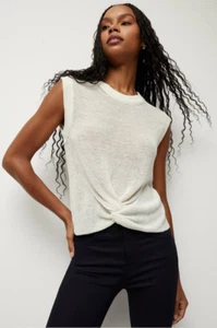 Veronica Beard Kellen Twist-Front Sleeveless Linen Knit Top Size XS - Picture 1 of 9