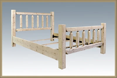 Marco de cama estilo granja REINA marco de madera hecho por Amish muebles cabaña de alojamiento Foto 1 de 4