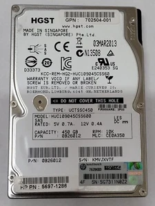(LOT OF 10) HP / HGST 450GB 10K 2.5" HDD MODEL: HUC109045CSS600 P/N: 702504-001 - Picture 1 of 2