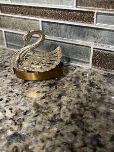 vintage golden Swan Open Salt Cellar Movable Wings Elegant Gold Tone product - Picture 1 of 4