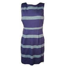 FOSSIL Blue Striped Sleeveless Pleated Zipper Zip Up Back Dress Womens Size 12