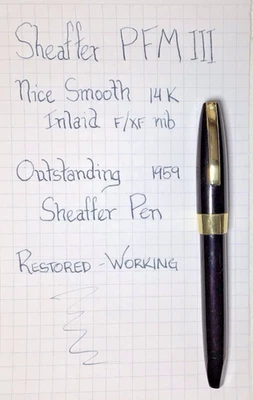 Sheaffer PFM III White Dot Fountain Pen Black Completely Restored Super Clean - Image 1 of 4
