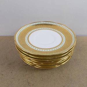 8 Minton Davis & Collamore Saucers H2309 Gold Medallions England Bone China - Picture 1 of 3