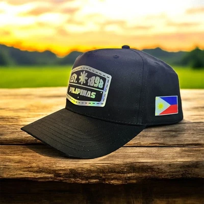 Pilipinas Est 1898 Parche Holográfico Cuero Snapback Gorra Pinoy Orgullo Filipino Foto 1 de 4
