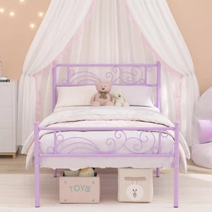 Twin Bed Frame with Headboard, Princess Bed Metal Platform No Box Spring Need... - Picture 1 of 7