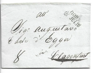 AUSTRIA 1837 GORZ TO KLAGENFURT PRE STAMP LETTER 639(ZZ449) - Picture 1 of 1