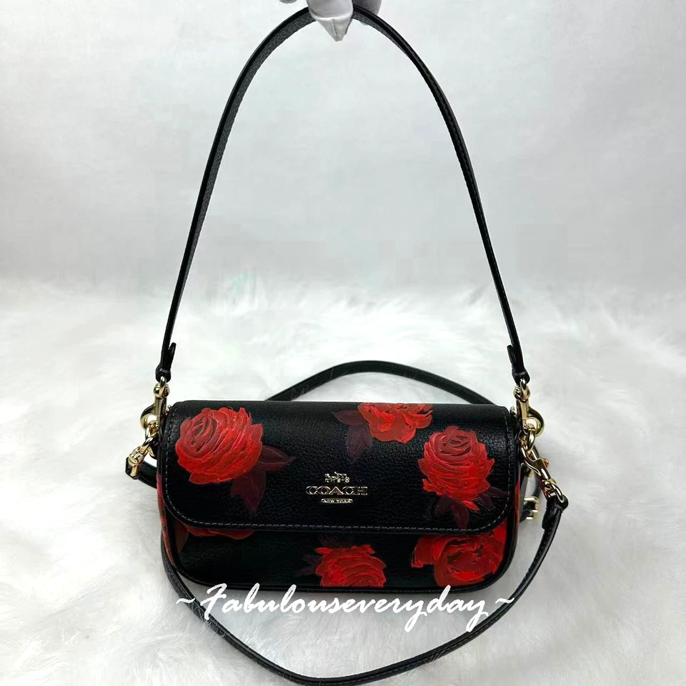 Coach Hailey Flap with Floral Print Hailey Crossbody Bag CCF74 Purse Rose