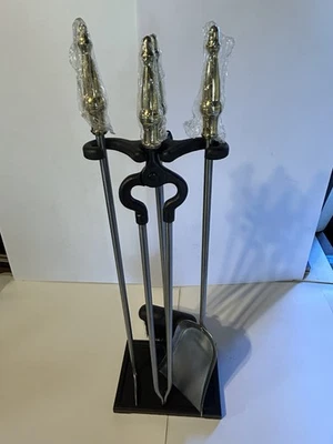 NUEVO EN CAJA - Juego de herramientas para chimenea Virginia Metalcrafters de acero y latón macizo  Foto 1 de 4
