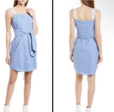 Vestido Camisa Joie Galilee Cintura Corbata, Rayas Azul Cambray Francés, Mediano Foto 1 de 4