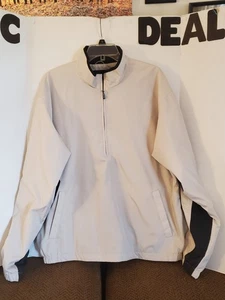 Dockers Polyester Golf Jacket Men's Large Quarter Zip Windbreaker Beige - Picture 1 of 3