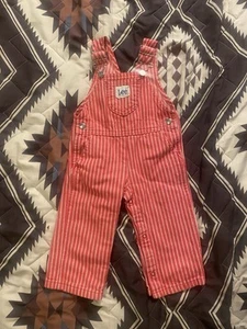 Mono a Rayas Rojas Hecho Lee Union Años 70 De Colección Hecho en EE. UU. Niño Pequeño Talla 18 M - Imagen 1 de 12