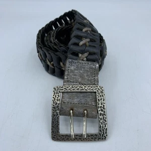 BKE Men Medium 40” Braided Woven Leather Belt Grunge Distressed Hammered Buckle - Picture 1 of 5