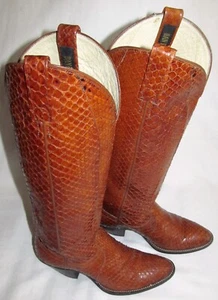 Stivali da cowboy alti Dan Post vintage pelle di serpente buckaroo da donna taglia 5,5 D 5,5D - Foto 1 di 12