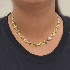 33.02 Slice Diamond Pave Wedding Necklace 18K Yellow Gold Valentine gift Jewelry