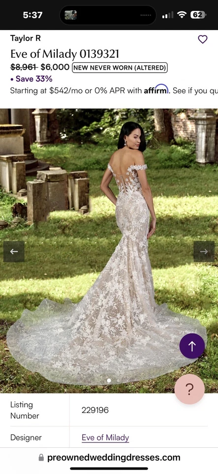 Vestido de novia Eve Of Milady 0139321 talla 14 REDUCCIÓN FINAL Foto 1 de 4