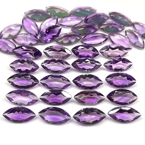 19 Pcs Natural Brazilian Amethyst 14x7mm Marquise Cut Loose Untreated Gemstones - Picture 1 of 9