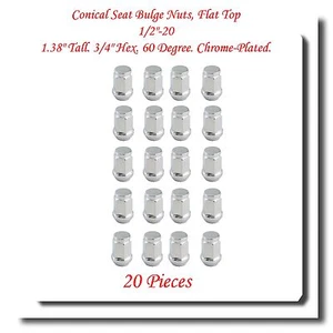 20 Pc Chrome Plated Lug Nuts 1/2-20 1.38" Tall 3/4" 60 Degree Fits:Cars & Trucks - Picture 1 of 1