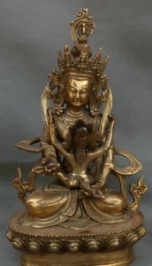 Estatua de Buda Feliz Yab-Yum budismo tibetano de bronce de 8" Vajra Mandkesvara Yab-Yum - Imagen 1 de 8